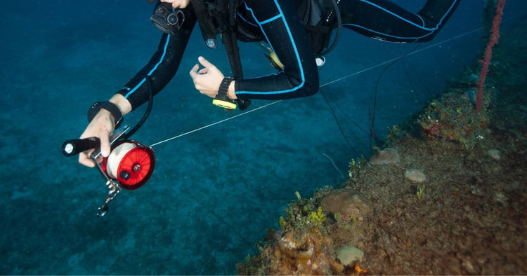 Nylon Snorkeling Cave Dive Reel Handle Design Portable Dive Reel For  Underwater Diving Cave Wreck